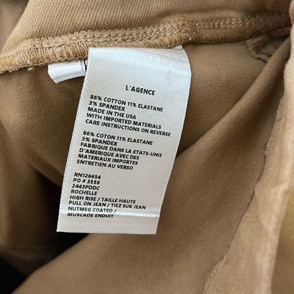 l’agence Rochelle High Rise Nutmeg Coated Pull On Pants L - Picture 5 of 7